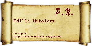 Páli Nikolett névjegykártya